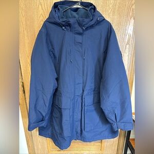 Women’s Lands’ End Squall Nylon Full Zip Blue Long Coat Parka Size 2X